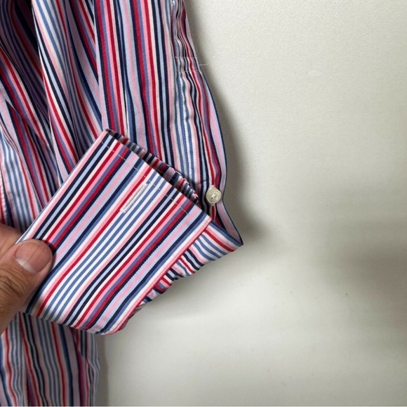 Brooks Brother Button Down Shirt Multicolor Striped French Cuff Long Sleeve 16.5 - Picture 2 of 4